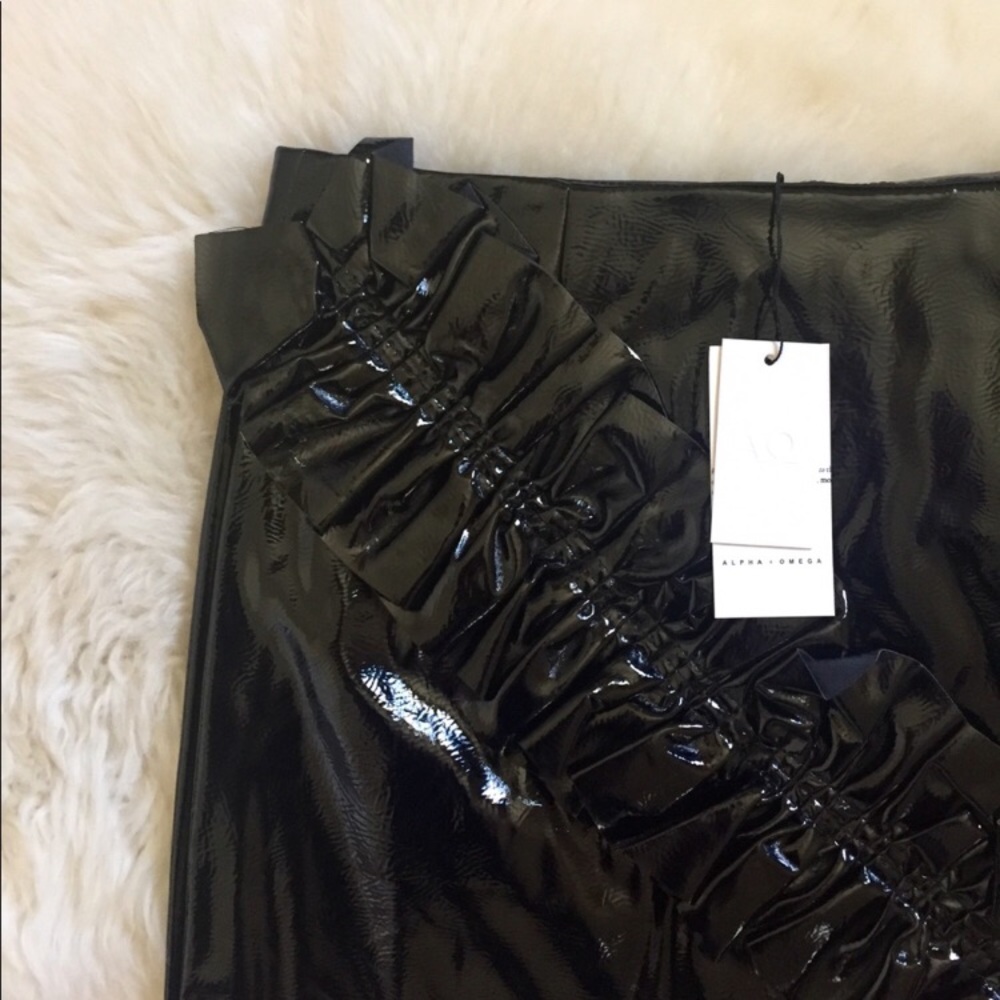 Alpha & Omega Black Patent Leather Ruffle Skirt - Picture 6 of 6